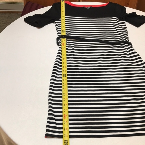 LRL NEW Black and White Striped Belted Cotton Mini Dress Size M Petite - Picture 13 of 15